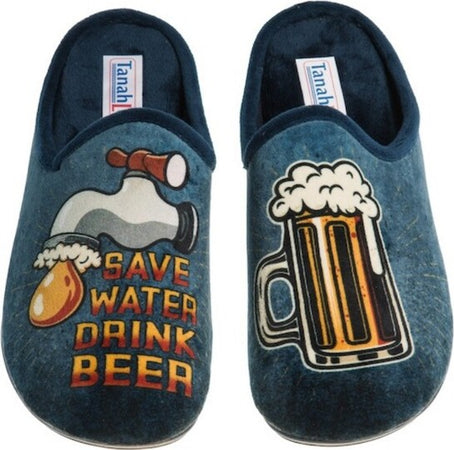 Tanahlot-Pantofola-uomo-ciniglia-Boccale-Birra-Blu