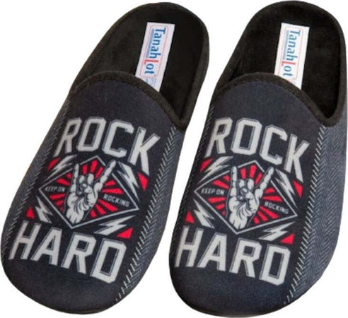 TanahLot-pantofole-ciabatte-uomo-stampa-Rock-Hard-in-tessuto-morbido