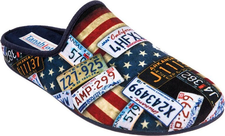 TanahLot-pantofole-ciabatte-uomo-stampa-targhe-americane-blu