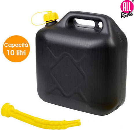 Tanica-10-litri-con-Tubo-Flessibile-per-Benzina-Acqua-Carburante-Nero-All-Ride