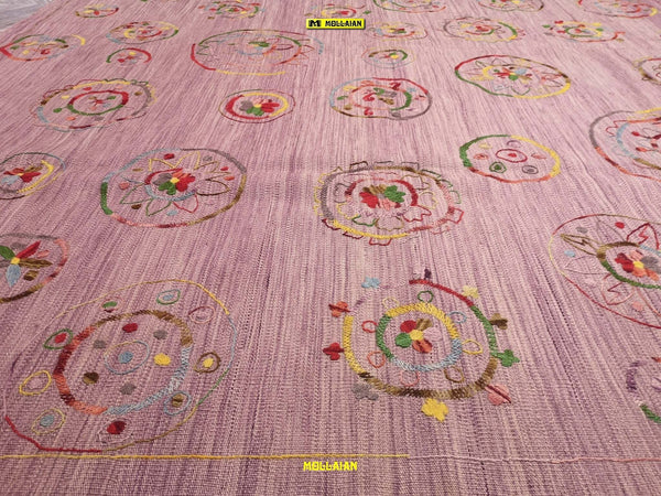 Tappeto Quadrato Lilla Raso Kilim Kaudani Susani 211x188cm Tappeto Glicine Moderno Floreale Ricamato Casa e cucina/Tessili per la casa/Tappeti e tappetini/Tappeti Mollaian Tappeti - Lecce, Commerciovirtuoso.it