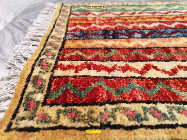 Tappeto-Scendiletto-Mini-Sultanabad-Ziegler---Autentico-Capolavoro-Afghanistan-60x40-Multicolore-Chiaro