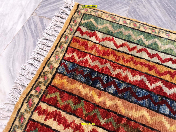 Tappeto-Scendiletto-Mini-Sultanabad-Ziegler---Autentico-Capolavoro-Afghanistan-60x40-Multicolore-Chiaro