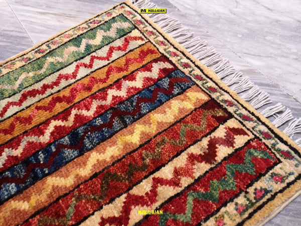 Tappeto-Scendiletto-Mini-Sultanabad-Ziegler---Autentico-Capolavoro-Afghanistan-60x40-Multicolore-Chiaro