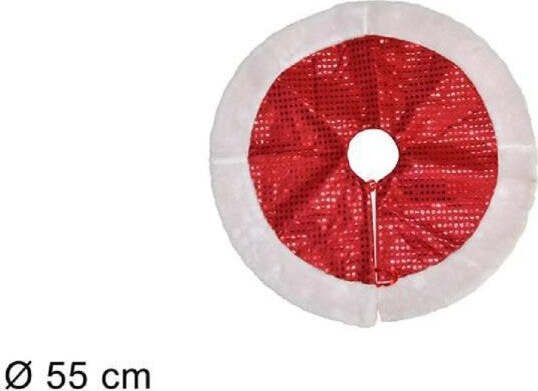 Tappeto-Sottoalbero-Natale-Gonna-Copertura-55cm-Rosso-Pois-Con-Pelliccia-Bianca