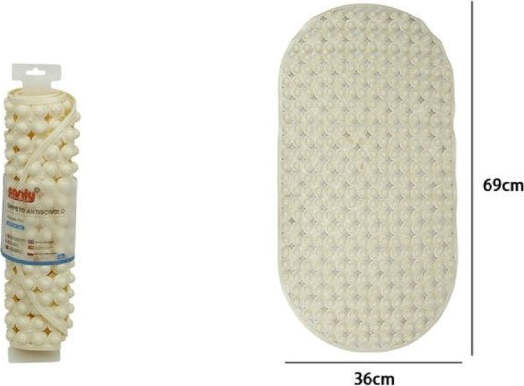 Tappeto-Tappetino-Pvc-Ovale-Antiscivolo-Vasca-Bagno-Doccia-69-X-36cm-79747-Beige