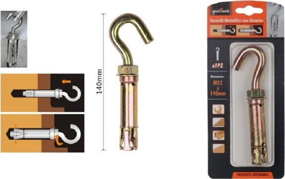 Tassello-Tasselli-Metallici-Gancio-Bulloni-M12-X-140mm-Accessori-Minuteria-91047