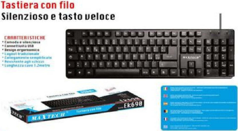 Tastiera Con Filo Pc Computer Usb Silenzioso Design Ergomonico Maxtech Ek-690m Informatica e Videogiochi > Accessori PC > Mouse e Tastiere PC Trade Shop italia - Napoli, Commerciovirtuoso.it