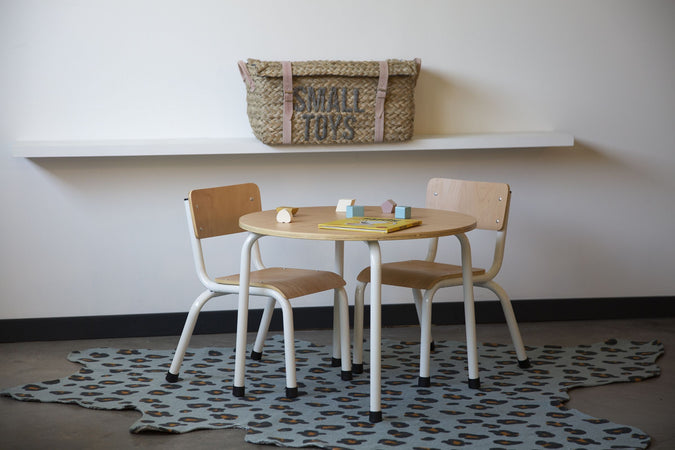 Tavolino-Tondo-Childhome-Metallo/Legno-Bianco/Naturale