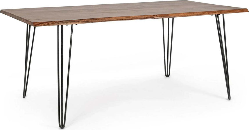 Tavolo Barrow rettangolare, con Gambe in acciaio, piano in legno di acacia da 180 x 90 cm Casa e cucina/Arredamento/Sala da pranzo/Tavoli da sala da pranzo Decor Space - Altamura, Commerciovirtuoso.it