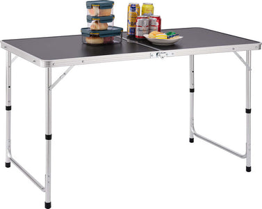 Tavolo-Campeggio-Picnic-Altezza-Regolabile-Pieghevole-Grigio-Maniglia-Trasporto
