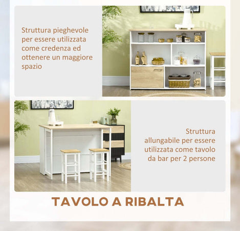 Tavolo-da-Bar-isola-cucina-sala-da-pranzo-Moderno-in-MDF-per-2-Persone-con-4-Ripiani-Aperti-e-Armadietto-bianco-,-116x79.5x91-cm-F835-953V00WTA