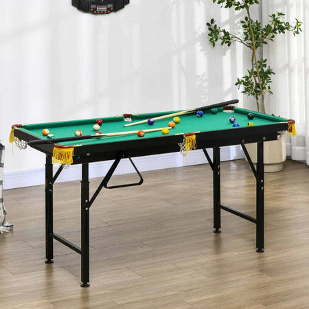 Tavolo-da-Biliardo-ad-Altezza-Regolabile-con-Accessori,-in-MDF-e-Acciaio,-140x60x55-75-cm,-Verde-TY6A70-082V00GNTY6