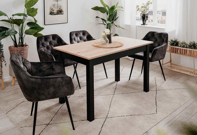 tavolo-da-pranzo-cucina-allungabile-in-legno-moderno-soggiorno-6-posti-nero-e-marrone-chiaro-YHT2253,131,1D43