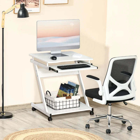Tavolo-Porta-PC-Classico-e-Salvaspazio,-Piano-Tastiera-a-Scomparsa,-4-Ruote-e-Ripiano-Inferiore-Bianco-60x48x73cm-QO8836-293WTQO8
