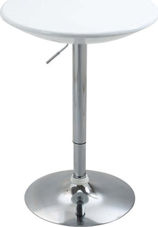 Tavolo-Rotondo-da-Bar-con-Piano-Girevole,-Altezza-Regolabile-con-Leva-a-Gas-e-Base-in-Acciaio,-Φ61x76-97cm,-Bianco-KJ7835-505WTKJ7