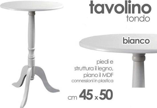 Tavolo-Tavolino-50x45cm-Legno-Tondo-Bianco-Moderno-Classico-Shabby-Chic-689307