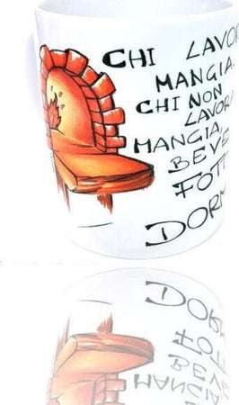 Tazza-Latte-Mug-In-Ceramica-Porta-Fortuna-Decorativa-Chi-Lavora-Mangia