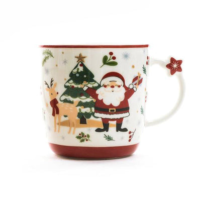 Tazza natalizia in porcellana floccata da 350 ml per decorazioni natalizie set da 2