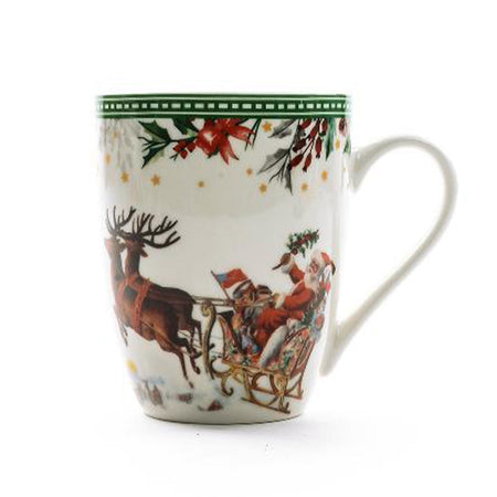 Tazza natalizia grande in porcellana floccata da 350 ml per decorazioni natalizie h 11,5 cm