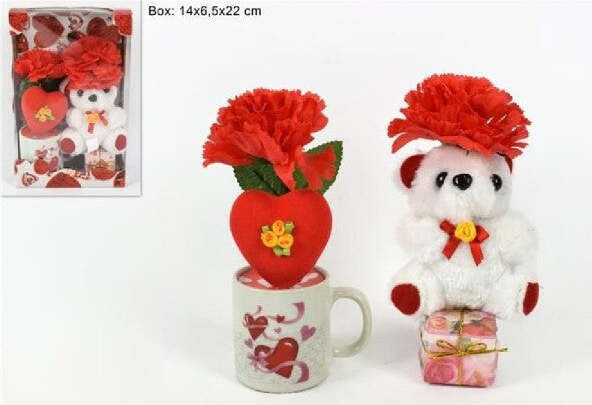 Tazzina-Con-Peluche-Orsetto-Idea-Regalo-San-Valentino-Con-Fiori-Cuore-Confezione