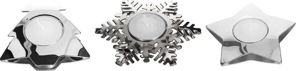 TEA LIGHT A FORME NATALE GLAM ARGENTO ACCIAIO Casa e cucina/Decorazioni per interni/Candele e portacandele/Portacandele/Portalumini Scontolo.net - Potenza, Commerciovirtuoso.it