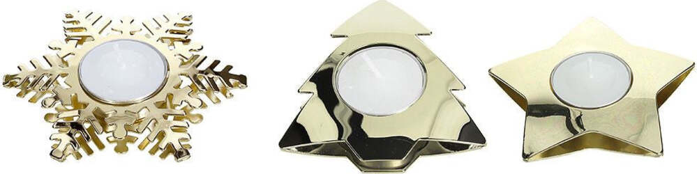 TEA LIGHT A FORME NATALE GLAM ORO ACCIAIO Casa e cucina/Decorazioni per interni/Candele e portacandele/Portacandele/Portalumini Scontolo.net - Potenza, Commerciovirtuoso.it