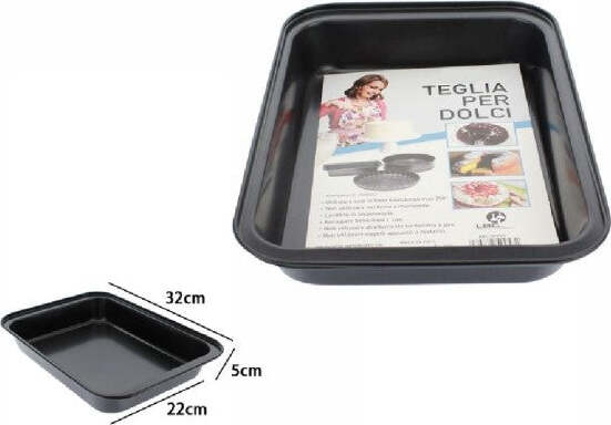 Teglia-Tortiera-Antiaderente-Rettangolare-Forno-Per-Dolce-Salato-22x32x5cm-59953