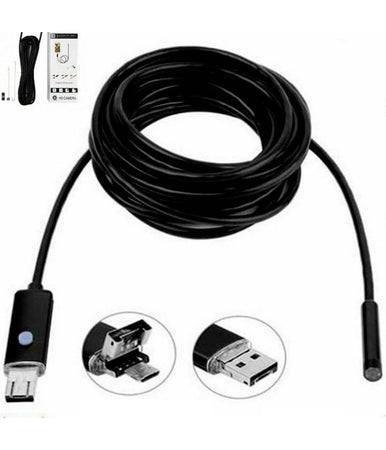 Telecamera Endoscopica 2 Metri Tubo Flessibile Usb 6 Led Impermeabile Ispezione