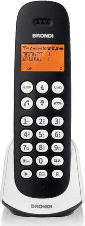 Telefono-Cordless-Brondi-Adara-Bianco-Nero-Retroilluminato-Con-Sveglia-Vivavoce