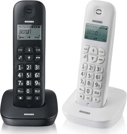 Telefono-Cordless-Brondi-Gala-Nero-O-Bianco-Fisso-Casa-Ampio-Display-Tasti-Grand