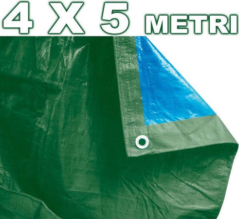 Telo-Copri-Auto-Moto-Copritutto-4x5-Metri-In-Polietilene-Impermeabile-Verde-Blu