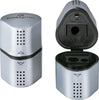 Temperamatite Grip 2001 con contenitore - 3 fori - silver - con doppio serbatoio - Faber Castell Cancelleria e prodotti per ufficio/Penne matite scrittura e correzione/Temperamatite Eurocartuccia - Pavullo, Commerciovirtuoso.it