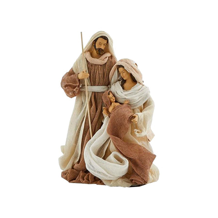 Natività monoblocco "Lord" statue per presepe con vestiti in tessuto h 28 cm