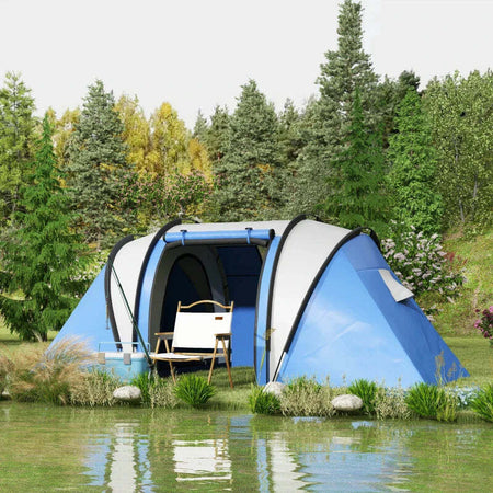 Tenda-da-Campeggio-2-Posti-Impermeabile-con-2-Stanze-Borsa-di-Trasporto,-220x450x180-cm,-Blu-EH7A20-387V00BUEH7