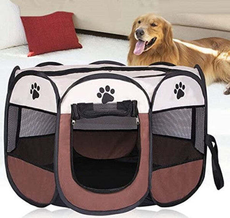 Tenda-Da-Campeggio-Pieghevole-Per-Animali-Gabbia-Cani-Cucce-Ottagono-100x100-Cm