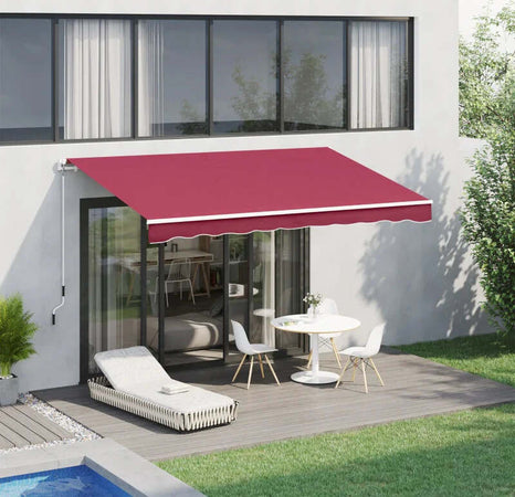 Tenda-da-Sole-Avvolgibile-a-Caduta-con-Manovella,-in-Alluminio-e-Poliestere,-295x245cm,-Rosso-Scuro-YH5840-150WRYH5