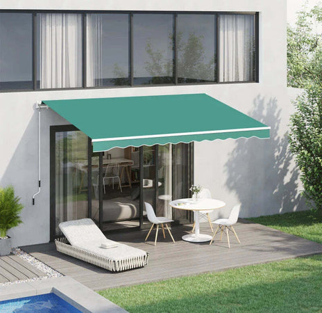 Tenda-da-Sole-Avvolgibile-a-Caduta-con-Manovella,-in-Alluminio-e-Poliestere,-3x2.5m,-Verde-Scuro-YH6840-150GNYH6