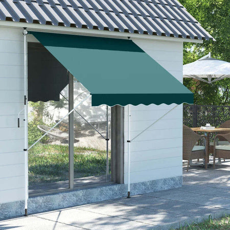 Tenda-da-Sole-da-Esterno-2x1.5m-a-Rullo-con-Manovella,-Altezza-e-Angolazione-Regolabile,-Verde-QW6840-182GNQW6