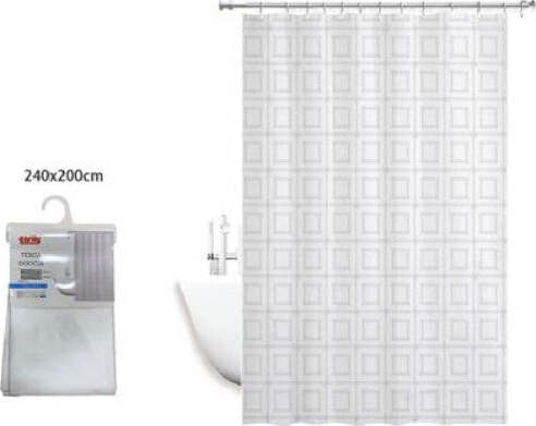 Tenda-Doccia-Antimuffa-Impermeabile-240-X-200-Cm-Con-Anelli-Bagno-Quadrati-59390