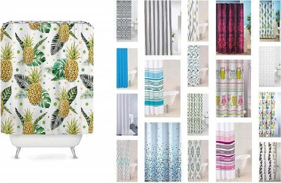 Tenda-Doccia-Antimuffa-Per-Bagno-Da-180x200cm-Con-12-Gancetti-Per-Bastone-Asta