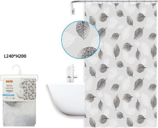 Tenda-Doccia-Vasca-Bagno-240-X-200cm-Peva-Fantasia-Con-Foglie-Impermeabile-59808