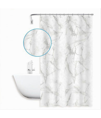 Tenda Doccia Vasca Bagno Impermeabile Marmo Bianco 240x200cm Con 12 Anelli 87594