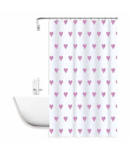Tenda Doccia Vasca Da Bagno Impermeabile 12 Ganci Con Cuori Rosa 180x200cm 87091