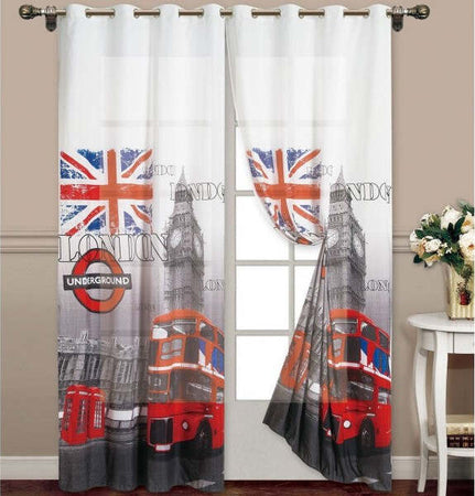 Tenda-London-Londra-British-Uk-Pannello-Anelli-Arredo-Porta-Finestra-Bastone