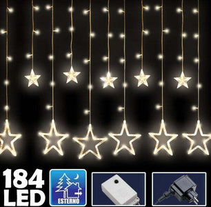 Tenda-Luminosa-Natalizia-140led-Con-Stelle-Bianco-Caldo-2mt-Esterno-Prolungabile