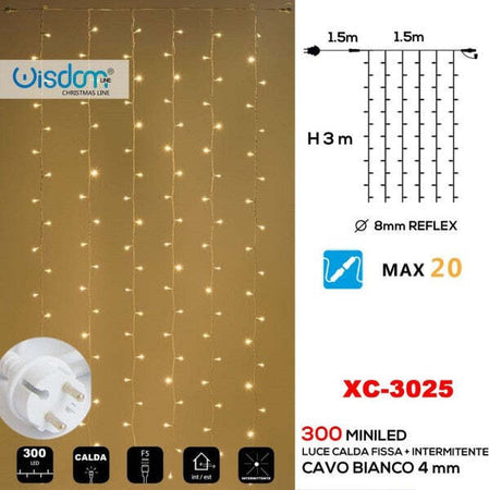 Tenda-Luminosa-Natalizia-300-Led-Luce-Calda-Fissa-+-Bianca-Intermittente-Xc-3025