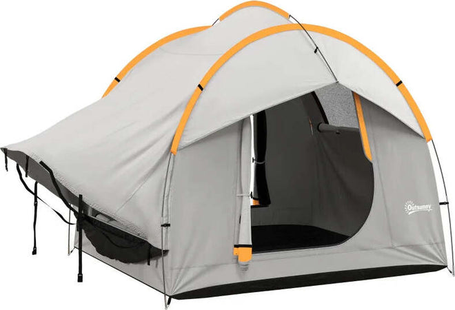 Tenda-per-Auto-Impermeabile-a-3-Porte-in-Poliestere,-PE-e-Fibra-di-Vetro,-239x210x210-cm,-Grigio-e-Arancione-EG5A20-343V00OGEG5