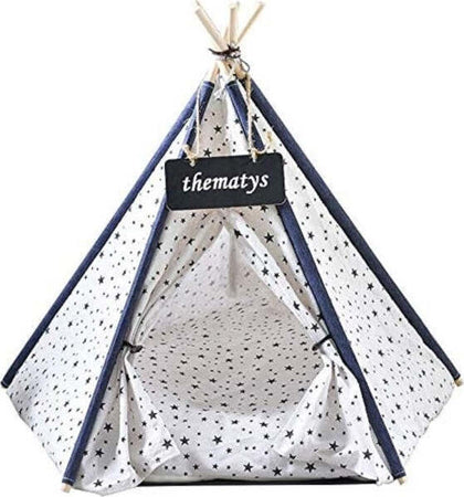 Tenda-Per-Cani-Gatti-Animali-Domestici-Tepee-Cuscino-Cestino-Lavabile-60x60x90cm
