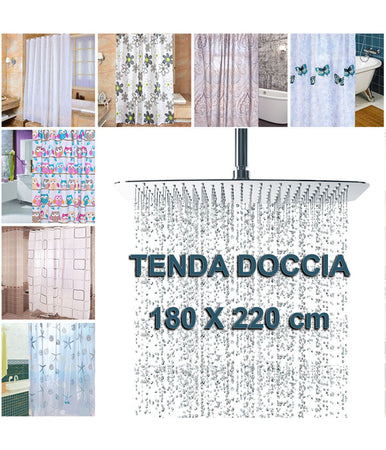 Tenda Per Doccia Varie Fantasie Per Vasca Da Bagno Tendina Con Ganci 180x220 Cm